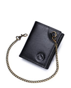 STEELLION Rich Brown Genuine Leather Bifold Wallet for Men & Women - 16 Card Slots, RFID Blocking, Anti-Theft Chain, Steel Lion Embossment, Spacious Durable Daily Use Leather Wallet