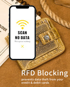 STEELLION Men's Genuine Cowhide Leather Wallet, Crocodile Embossed Bifold with 15 Card Slots, RFID Blocking & Secure Zipper Coin Pocket, Whiskey Brown